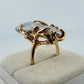 Vintage 14K Yellow Gold Baroque Pearl & Diamond Ring Size 6.5 Estate