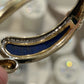 Vintage 14K Yellow Gold Lapis Lazuli Diamond Bypass Bangle Bracelet 24.33g