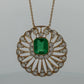 Natural Colombian Emerald and Diamond Pendant Necklace 18K Yellow Gold GIA Report, alternate view