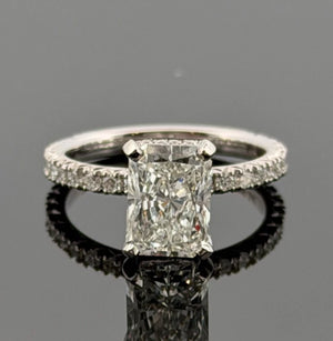 Platinum Solitaire Diamond Engagement Ring Natural Radiant 2.50ct F/VS2 GIA Sz 7