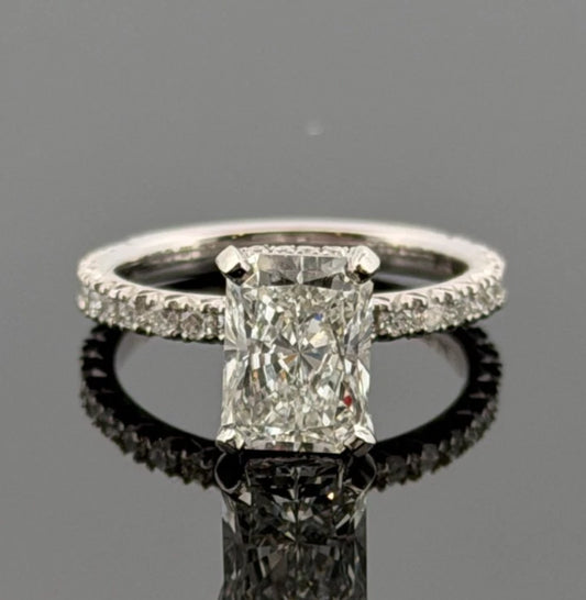 Platinum Solitaire Diamond Engagement Ring Natural Radiant 2.50ct F/VS2 GIA Sz 7 by Devine & Co