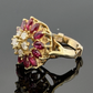 14K Yellow Gold Marquise Ruby & Diamond Cluster Ring – 8.45g – Adjustable 4.5–7 by Devine & Co