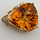 16.76ct Pear Citrine & Diamond Slide Pendant 14K Yellow Gold Estate