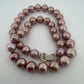 Lavender Cultured Pearl Necklace 14K Gold Diamond Clasp 20" 11-13mm