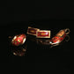Vintage 14K Yellow Gold Red Enamel Butterfly Motif Ring Slipper Pendant Earrings