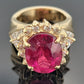 Natural Oval Rubellite Tourmaline Ring 6.90ct & 2CTW Diamonds 14K Yellow Sz 6.5 by Devine & Co