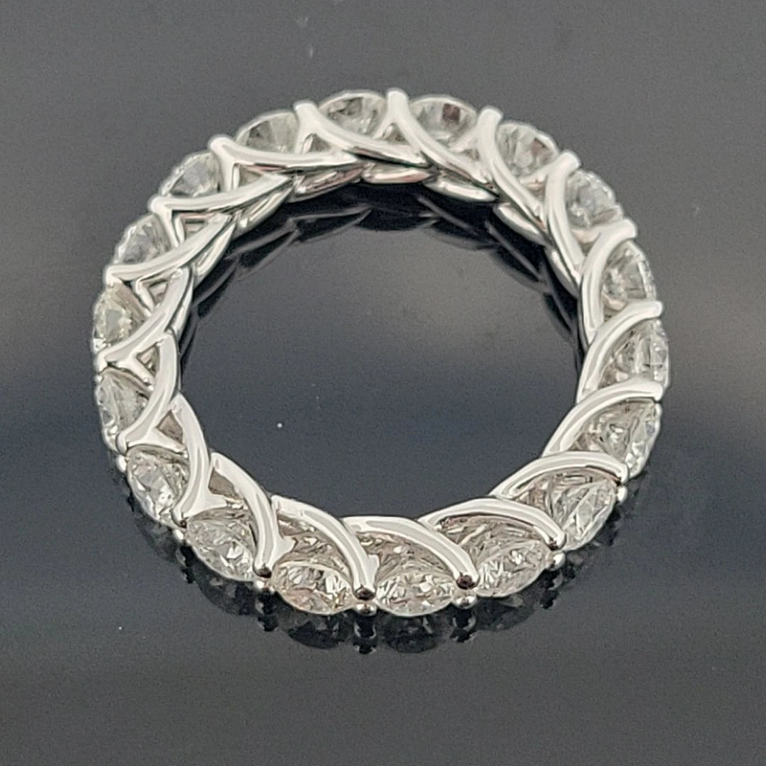 18K White Gold Diamond Eternity Trellis Band Round Brilliant 3.39ctw G-H-I SI by Devine & Co