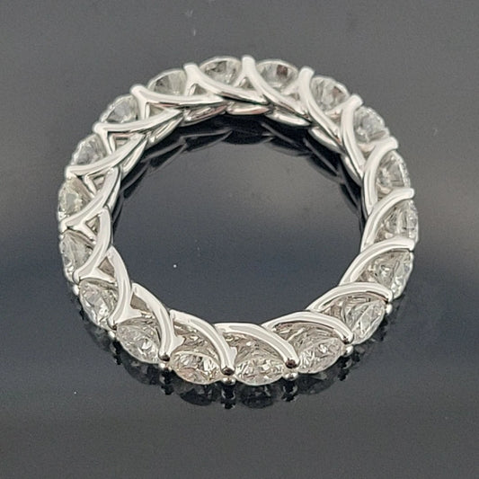 18K White Gold Diamond Eternity Trellis Band Round Brilliant 3.39ctw G-H-I SI by Devine & Co