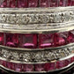 14K White Gold Ruby & Diamond Wide Band Ring Natural Square Rubies Size 7 by Devine & Co
