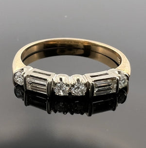 14K Gold Platinum Baguette Diamond Band .25ctw 2g Estate Ring 6.75