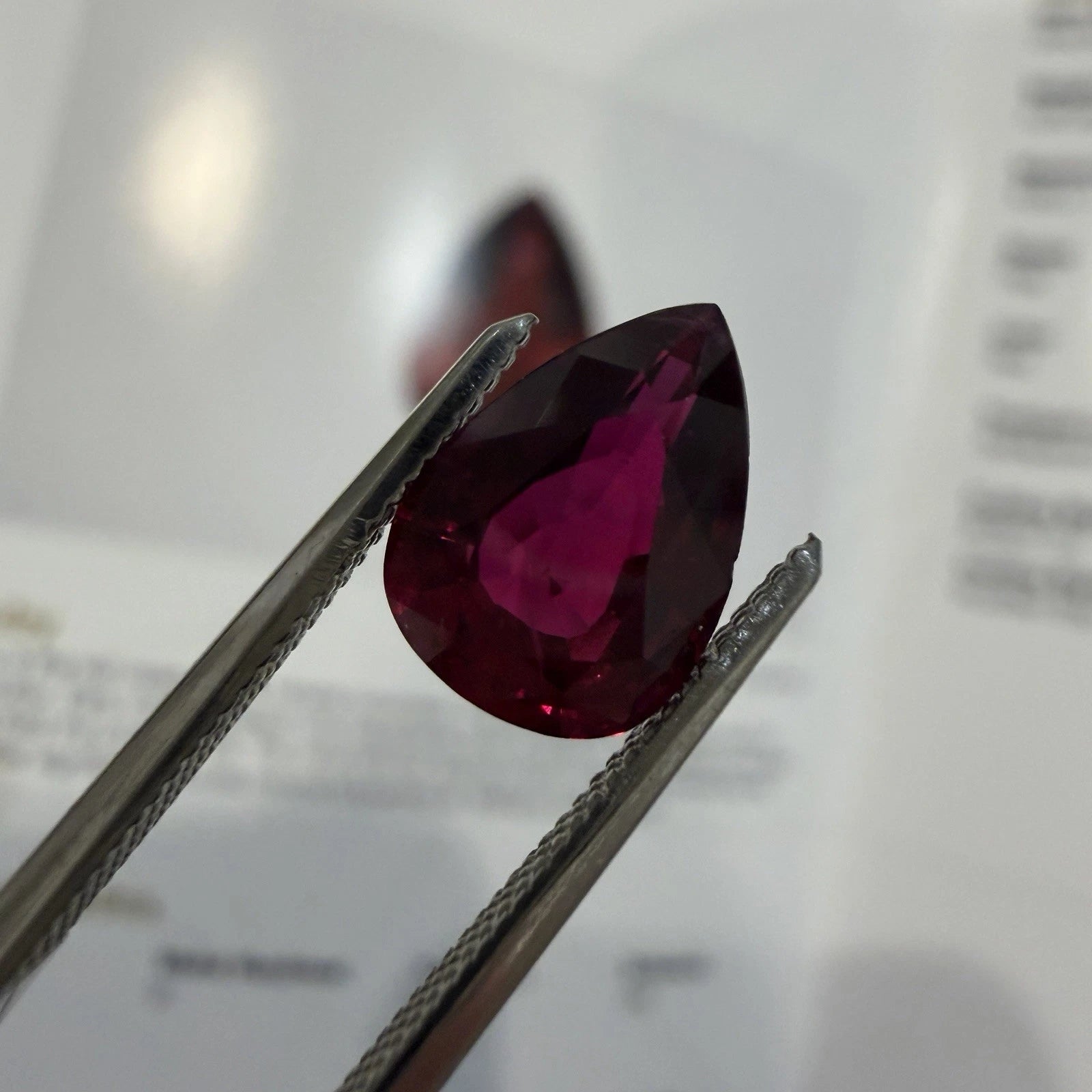 Natural Heated Loose Madagascar Red Ruby 2.26ct GIA Pear Shape, detail view