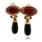 Kai-Yin Lo Red & Black Agate Earrings Vermeil Omega Clips 24g Estate