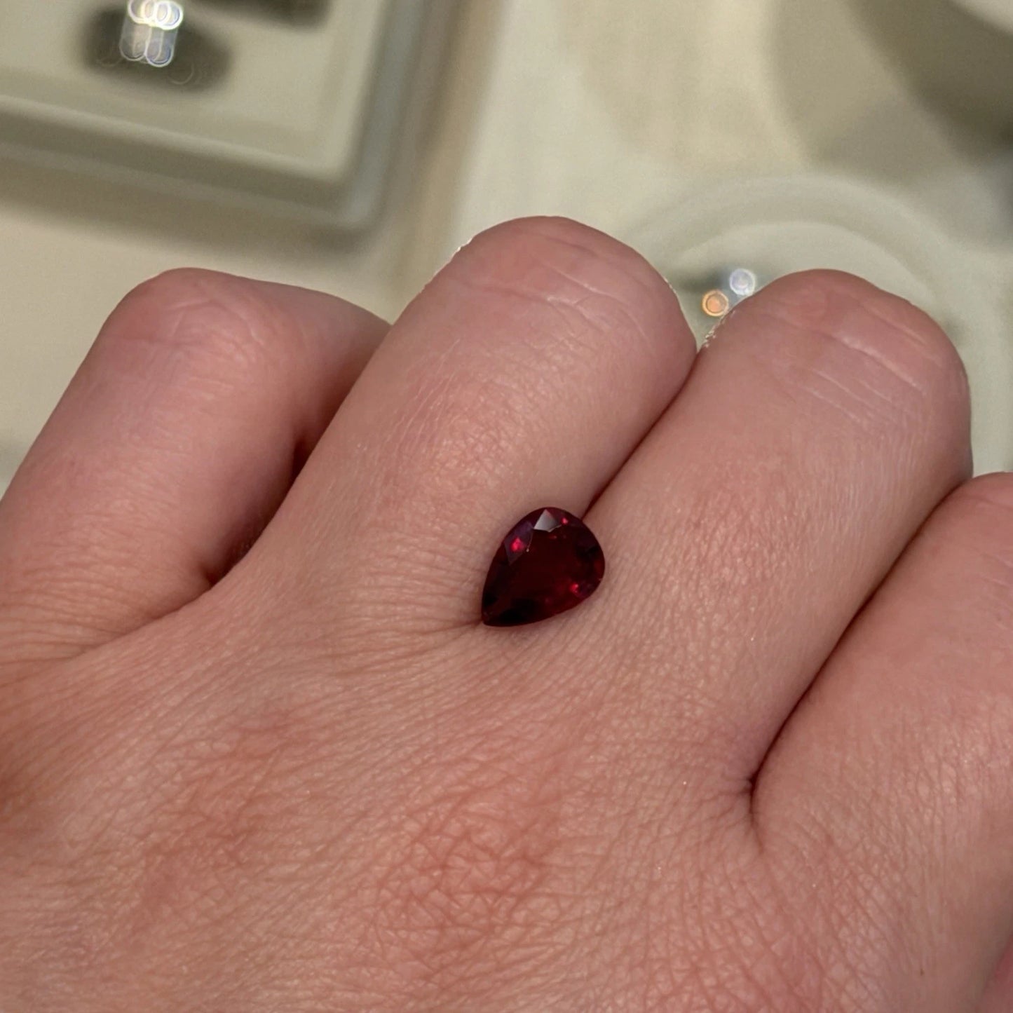 Natural Heated Loose Madagascar Red Ruby 2.26ct GIA Pear Shape, profile detail