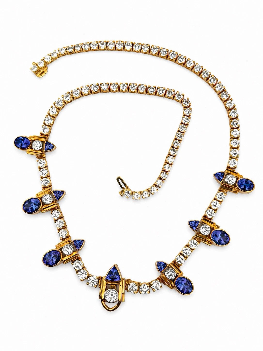 Custom Michael Sherman 18K Gold Natural Tanzanite and Diamond Necklace