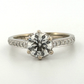 14K White Gold Engagement Ring GIA .96ct Round Natural Diamond SI1 I Size 4.75 by Devine & Co — band detail