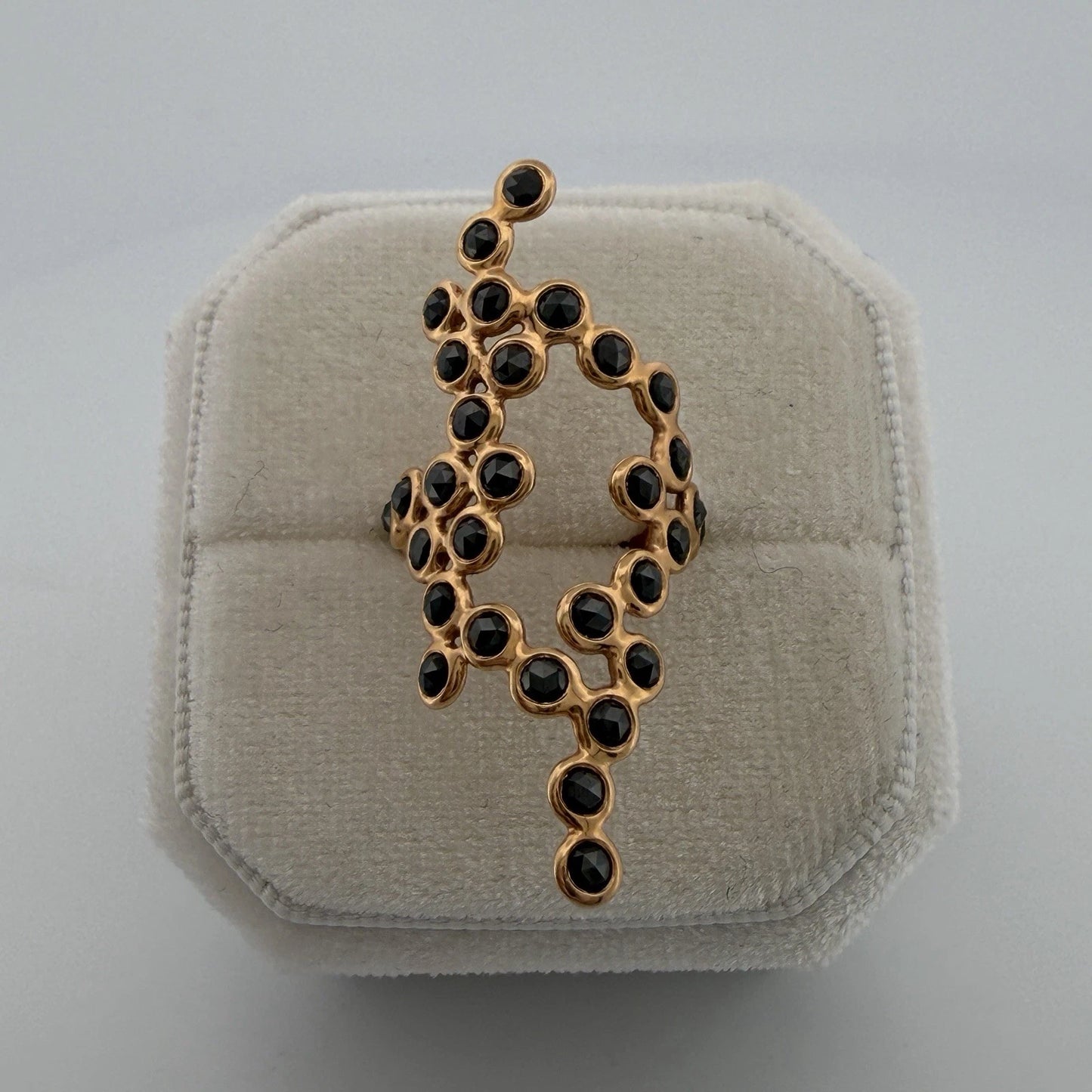 LITO DNA Ring 18K Gold Black Rose Cut Diamond Ring Approx 1.50CT Size 5.5