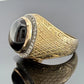 Men's 14K Yellow Gold Natural Black Star Sapphire Diamond Ring Size 12.5, 16.5g