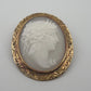 Vintage Hand-Carved Shell Cameo Brooch Pendant 14K Yellow Gold Estate