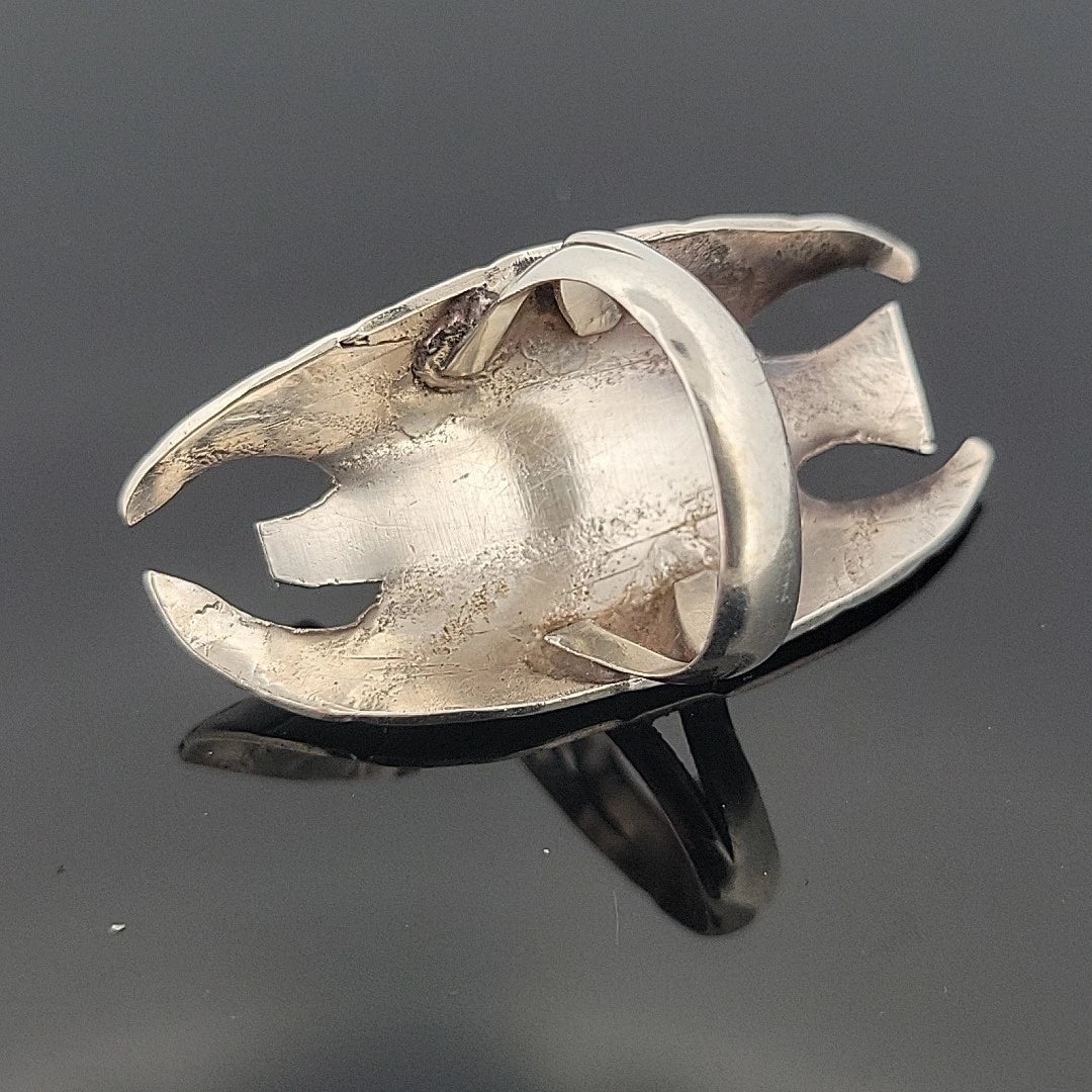 Vintage Sterling Silver Eagle Ring with Turquoise Size 7 by Devine & Co — front view