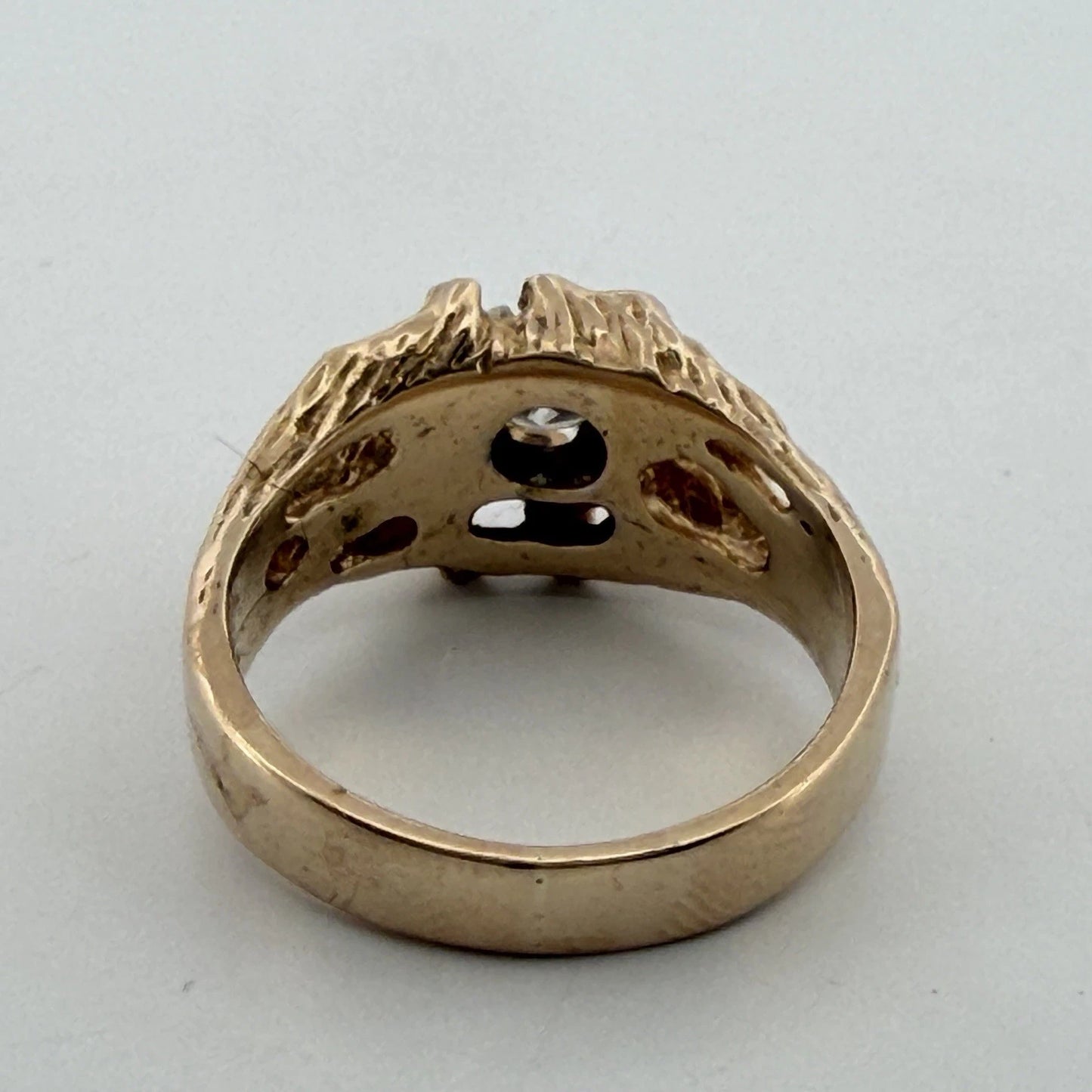 Vintage 14K Yellow Gold Nugget Style Round Diamond Ring 0.50CT Size 8 7.59g