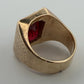 Vintage Men’s 14K Rose Gold Lab Created Rectangle Ruby Signet Ring Heavy 25.95g, detail view
