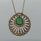 Natural Colombian Emerald and Diamond Pendant Necklace 18K Yellow Gold GIA Report, detail view