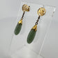 Vintage 14K Gold Jade Drop Earrings Chinese 福 Symbol Disc 5.35g Estate