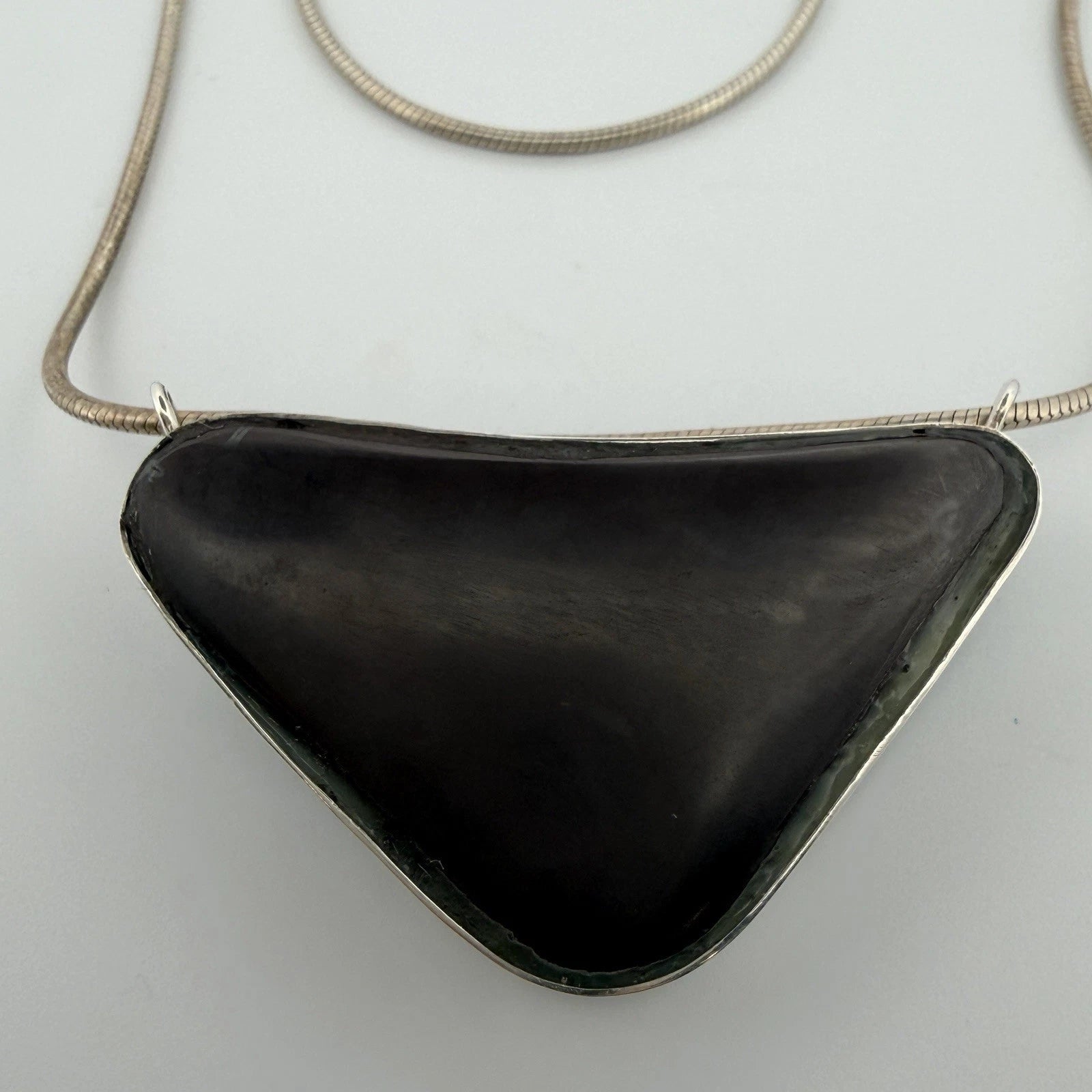 Australian Boulder Opal Pendant Necklace Sterling Silver Custom Bezel 20” Chain, detail view
