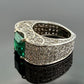 Lab Created Emerald and Diamond Ring 14K White Gold Wide Pavé Mounting 1.50CTW, stone detail