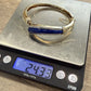 Vintage 14K Yellow Gold Lapis Lazuli Diamond Bypass Bangle Bracelet 24.33g