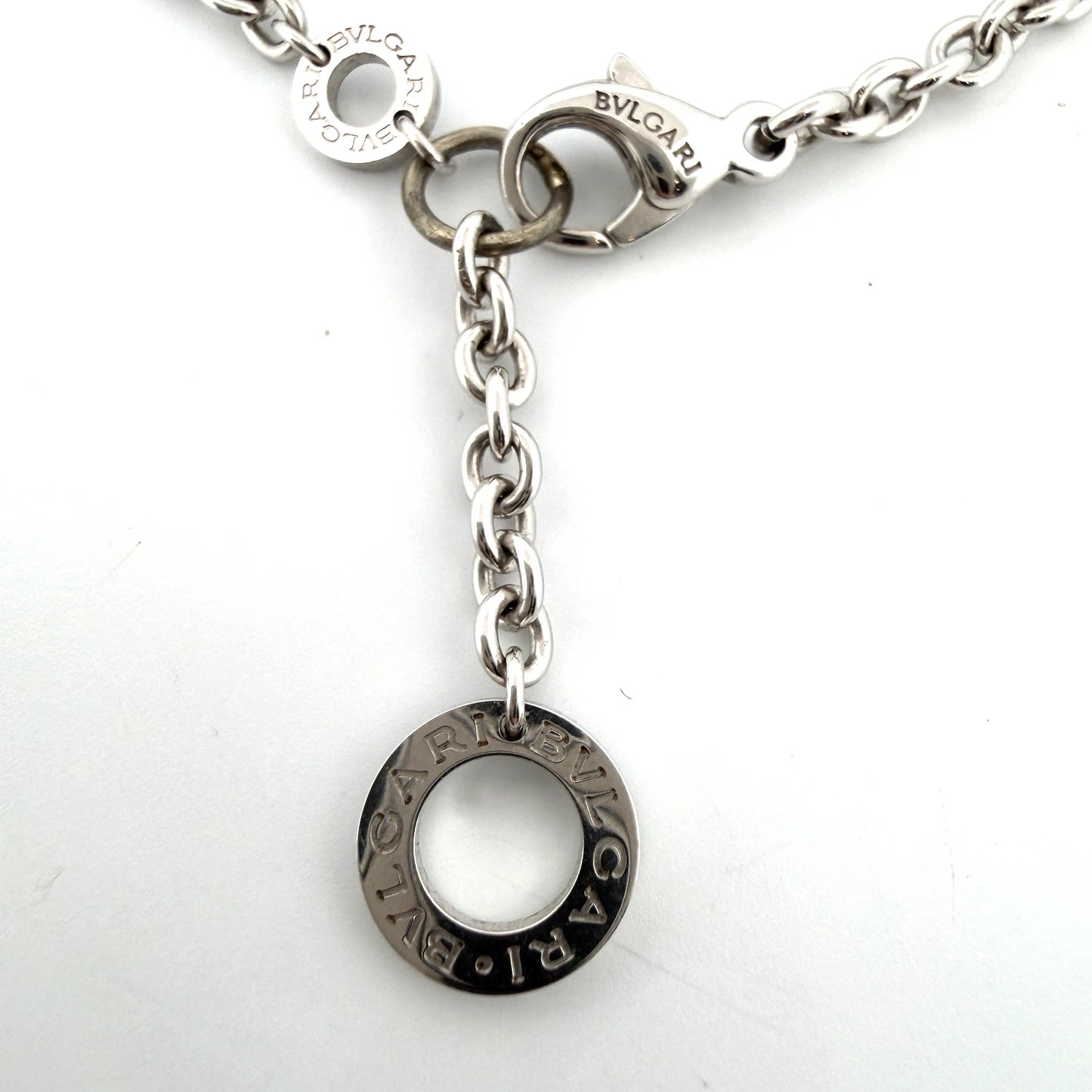 Bvlgari Bulgari 18K White Gold Onyx Circle Motif Necklace 19" 33g
