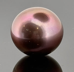 Large Intense Metallic Mauve Cultured Pearl Loose 14-15.25mm Near Round Freshwater