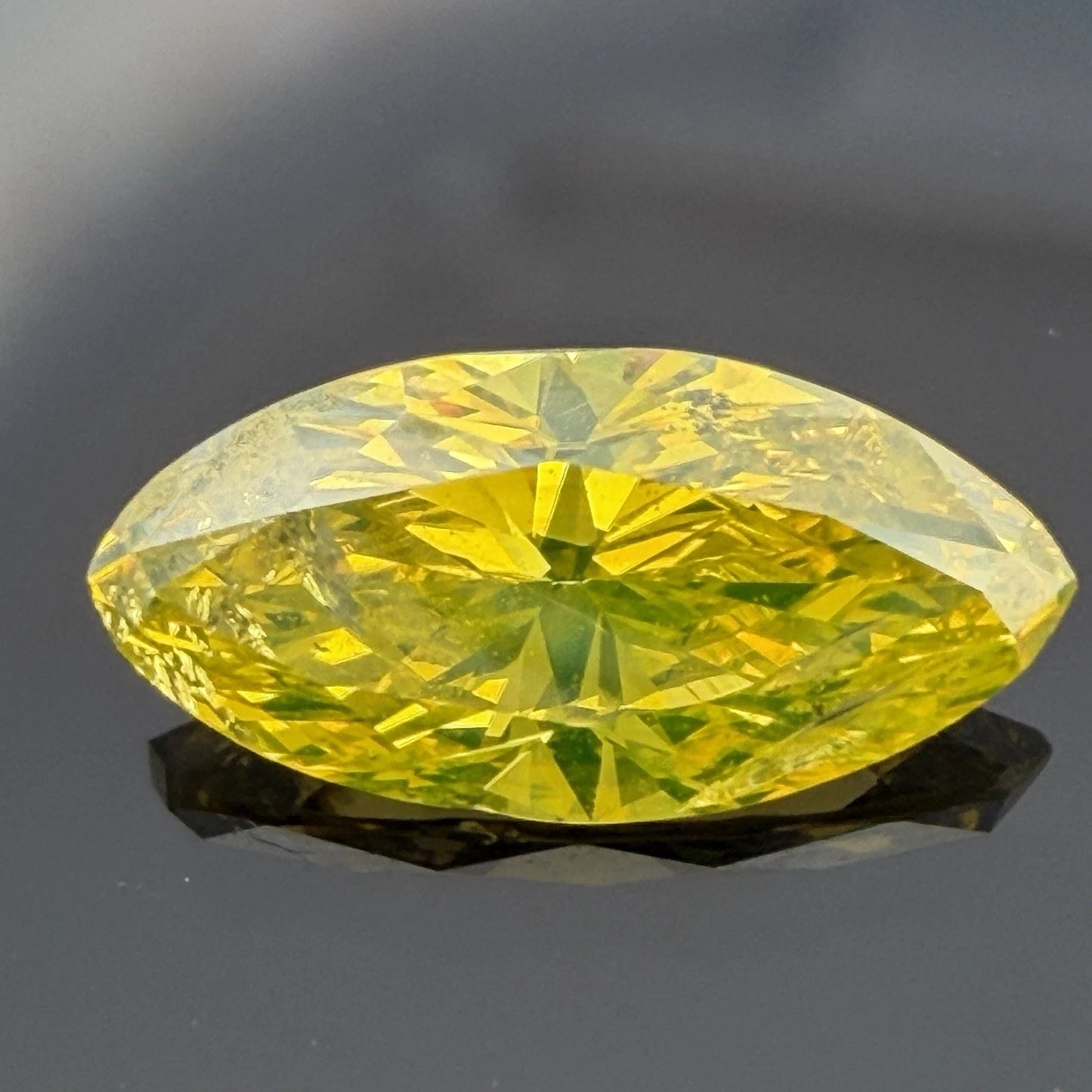 Loose GIA 1.33CT Fancy Vivid Greenish Yellow Diamond I2 Treated Marquise
