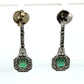 Colombian Emerald and Diamond Platinum Drop Earrings GIA Jewelry Report Certified, detail view