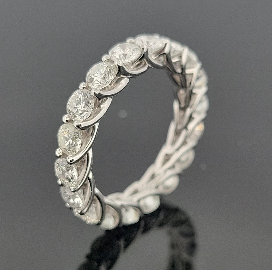 18K White Gold Diamond Eternity Trellis Band Round Brilliant 3.39ctw G-H-I SI by Devine & Co — front view