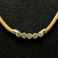 14K Yellow Gold Natural Diamond Bezel Necklace Woven Mesh Chain 18"