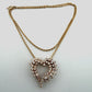 Vintage 14K Yellow Gold Diamond Open Heart Slide Pendant Necklace VS 1CTW 16"
