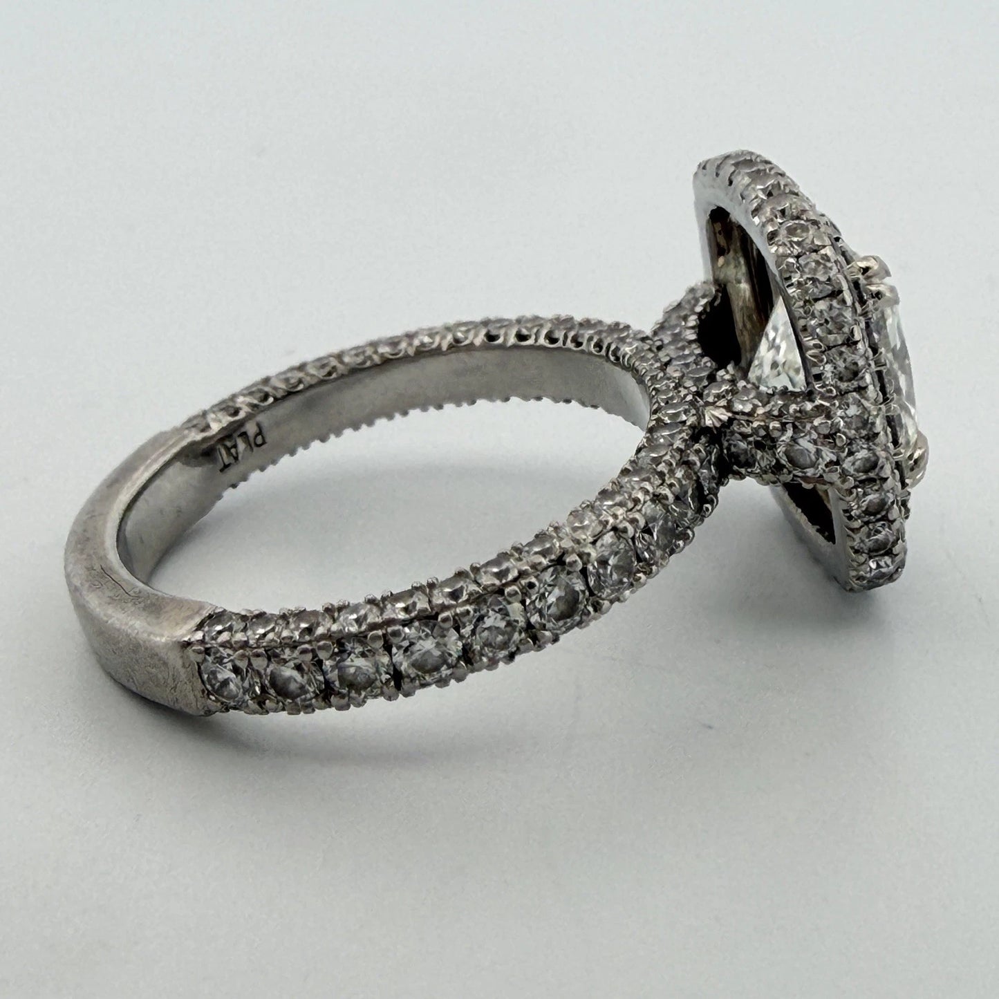 GIA Certified 1.90ct Natural Cushion Cut Diamond Double Halo Engagement Ring Plt