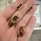 Vintage 14K Yellow Gold Red Enamel Butterfly Motif Ring Slipper Pendant Earrings