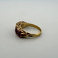 Vintage 15K Yellow Gold Pink Gemstone & Diamond Chip Ring Size 6 Estate