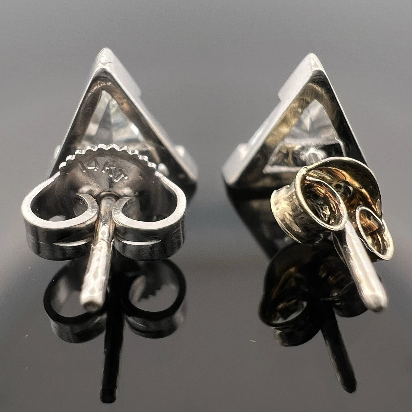 Platinum Triangular Trillion Diamond Stud Post Earrings .95ctw H SI1-VS1 Estate