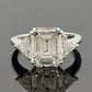 Platinum Three-Stone Ring 4.10ct Emerald Cut Natural Diamond GIA with Trillions by Devine & Co