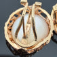 Vintage 14K Gold Mabe Pearl Omega Back Earrings 14mm 8.90g Estate
