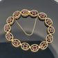 Vintage 14K Yellow Gold Natural Garnet Link Bracelet Bark Finish 12CTW 8 27 Gr by Devine & Co — front view
