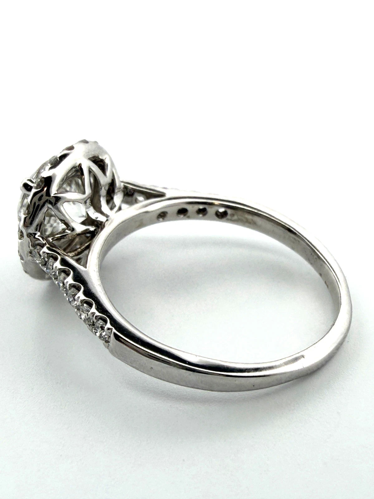 14K White Gold Round Natural Diamond Halo Engagement Ring 1.50 Carat F, SI1 GIA