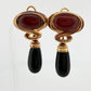 Kai-Yin Lo Red & Black Agate Earrings Vermeil Omega Clips 24g Estate