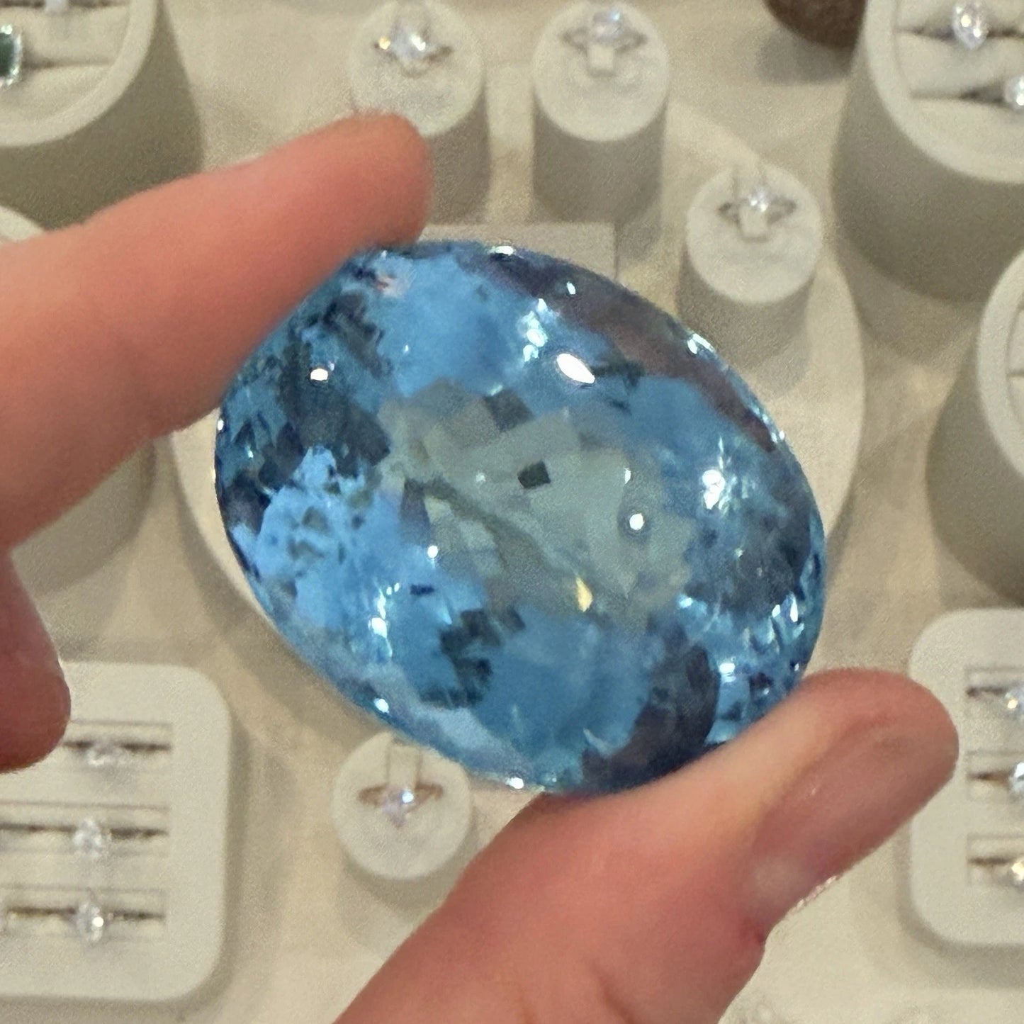 224 CT Loose Swiss Blue Topaz Oval Faceted Brilliant Checkerboard Cut Gemstone