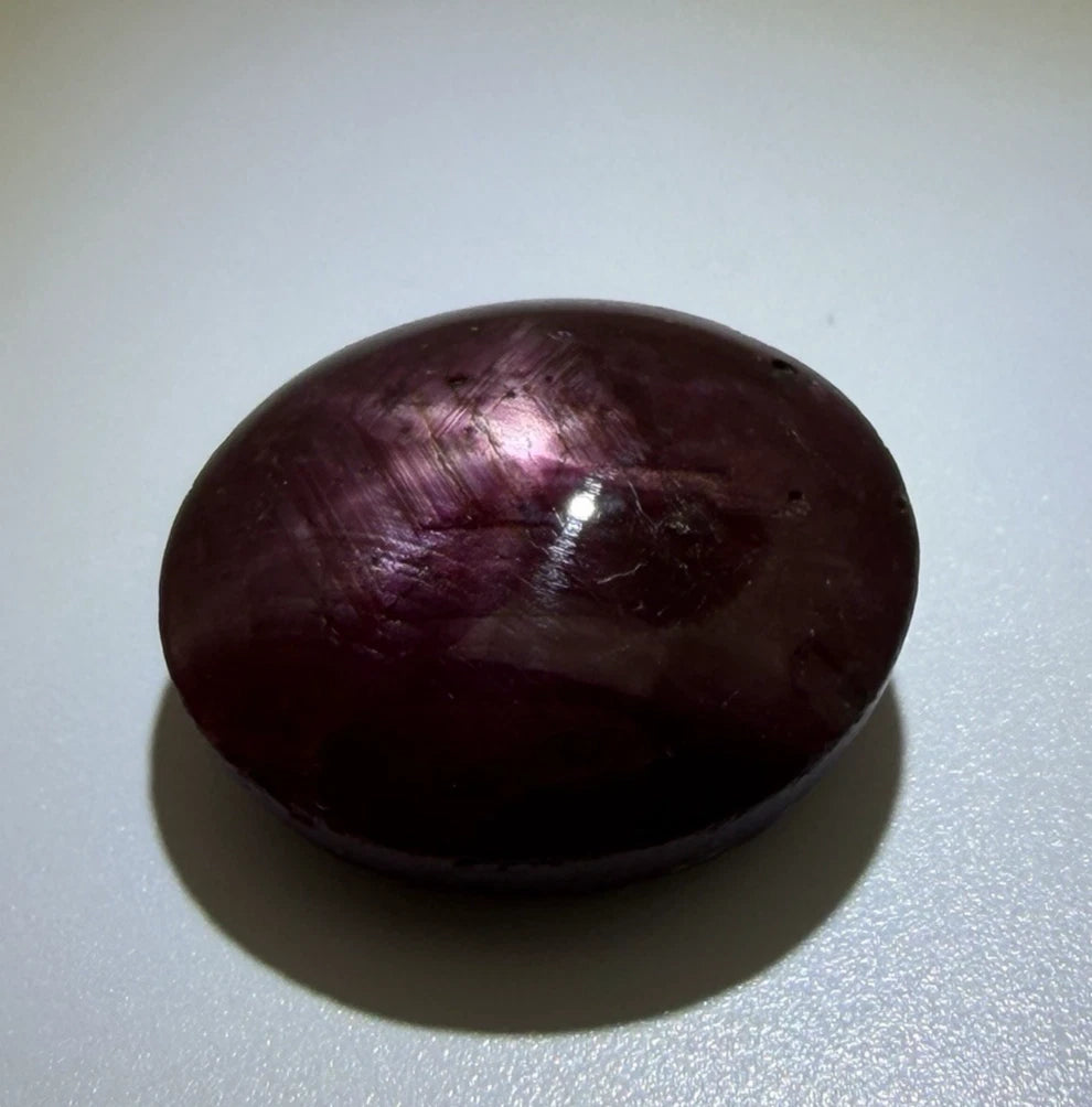 23.48 Carat Natural Oval Cabochon Star Ruby GIA Certified No Heat With Ring Mold, detail view