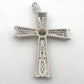 Vintage 18K Two-Tone Gold Natural Emerald Filigree Cross Pendant Italy Large
