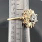14K Yellow Gold 1.15ct Old European Cut Diamond Flower Ring H I2 Estate Sz 7.5